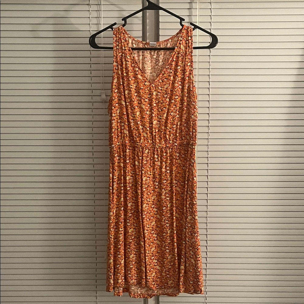 Old Navy Sleeveless Orange Floral V-Neck Women's Dress